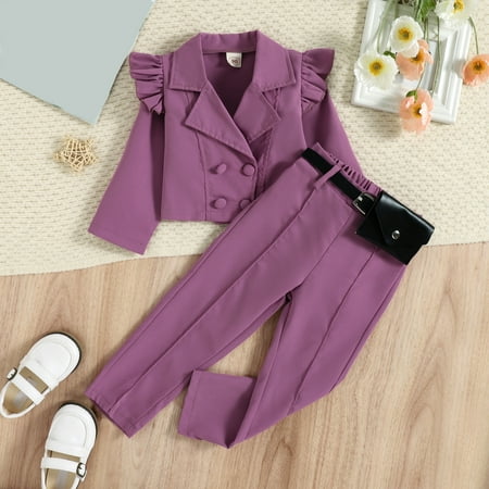 

FZM Christmas Toddler Kids Children s Solid Long Sleeve Autumn Clothes For Girls Baby Button Down Shirt Tops Pants Bag Set Clothes