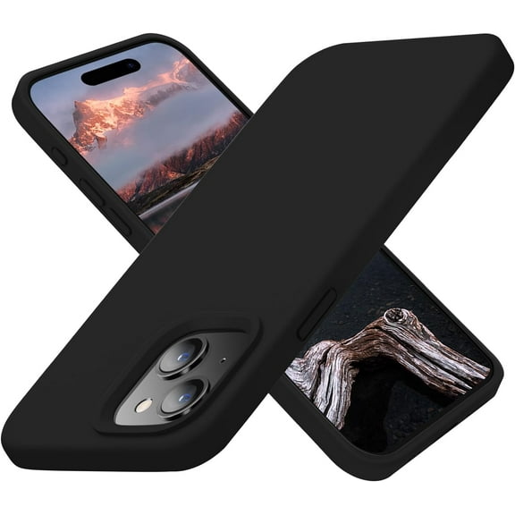 Designed for iPhone 15 Plus Case, Silicone Ultra Slim Shockproof Protective Phone Case with [Soft Anti-Scratch Microfiber Lining], 6.7 inch, Black
