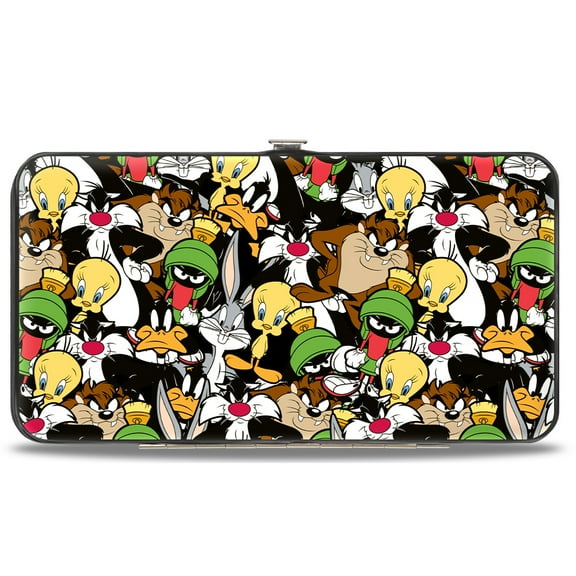 Looney Tunes Wallet, Hinged, Looney Tunes Character Stacked Collage, Vegan Leather