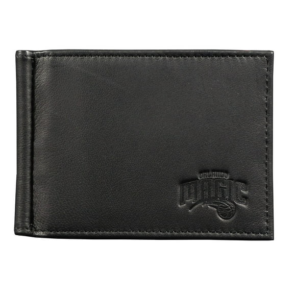Orlando Basketball Magic RFID Blocking Shield Black Leather Moneyclip Wallet
