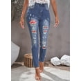 thumbnail image 6 of Sidefeel Women's Distressed Ripped Jeans Retro Ethnic Floral Patchwork Denim Pants Classic Boyfriend Jeans S-2XL, 6 of 9