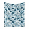 thumbnail image 1 of Botanical Soft Flannel Fleece Throw Blanket, Illustration of Festoon Theme Floral Pattern Blooming Flowers in Soft Tones, Cozy Plush for Indoor and Outdoor Use, 50" x 60", Night Blue, by Ambesonne, 1 of 6