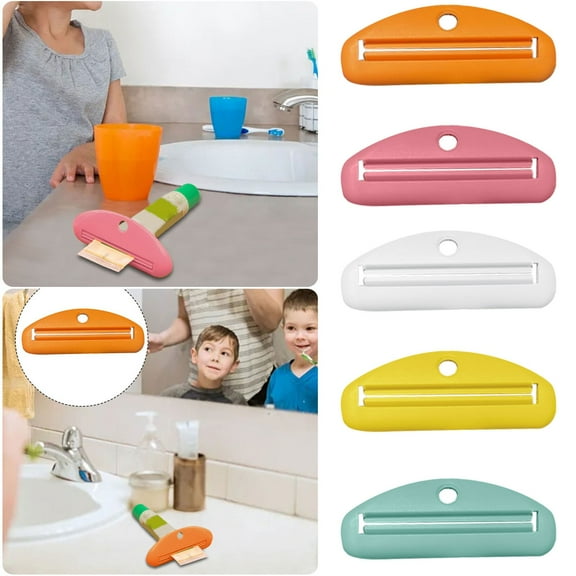 Tkrady Toothpaste Squeezer, Toothpaste Tube Squeezer 5PCS Tube Squeezer Hanging Toothpaste Clips for Bathroom Assorted Colors-Yellow