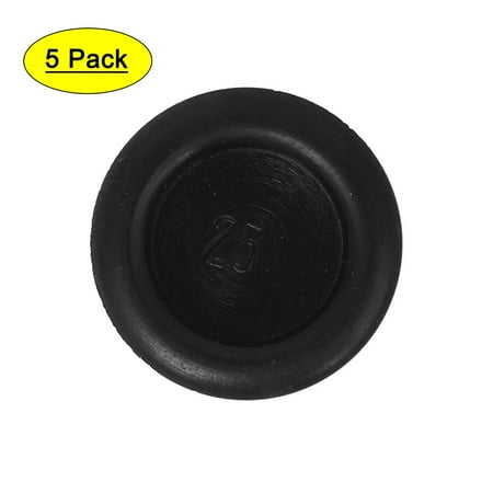 

5pcs Black Rubber Closed Blind Blanking Hole Wire Cable Gasket Grommets 25mm