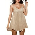 thumbnail image 3 of Spaghetti Strap Women's Sequin Dress V Neck Backless Mini Dresses Club Party Dresses, 3 of 6