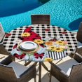 thumbnail image 6 of Gnomes Daisy Round Tablecloth, Fitted Table Cover with Elastic for 45"-54" Round Tables, Retro Farmhouse Floral Black Buffalo Plaid Table Cloth Outdoor Indoor Dinning Party Waterproof Tablecloths, 6 of 7