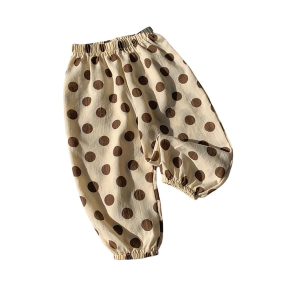 JAJAHO Boys Girls Pants Kids Toddler Polka Dot Summer Lightweight Elastic Waist Ankle-Tied Pants 1-6Y Trendy Trousers