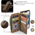 thumbnail image 4 of Wallet Case for iPhone 14 Pro 6.1 inch, Premium Handmade PU Leather Phone Case Card Slots Magnetic Closure Zipper Pocket Kickstand Flip Case with Hand Strap - Vintage Brown, 4 of 14