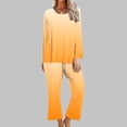 thumbnail image 1 of Puntoco Traje De Manga Larga + Pantalones Con Cuello Redondo Y Estampado Degradado A La Moda De Otoño Para Mujer Amarillo Xxl, 1 of 5