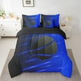 thumbnail image 3 of Feelyou Modern Basketball Boys Twin Bedding Sets 7-Piece, Est Sleep Sports Game Bedding Comforter Set, Blue Stripes Abstract Reversible Sheet Sets, Lightweight Room Decor, 3 of 9