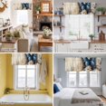 thumbnail image 5 of Spring Idyllic Wood Grain Valance Curtain White Daisy Blue Butterfly Window Valances Rod Pocket Short Curtains Window Treatments for Kitchen Bedroom Bathroom Laundry 60" x 18", 5 of 9