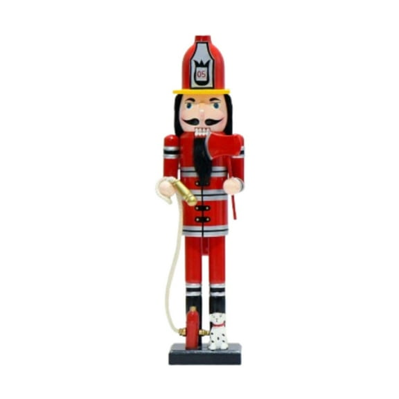 yotijay Nutcracker Wooden Nutcracker Firefighter Christmas Nutcracker Figure for Desktop