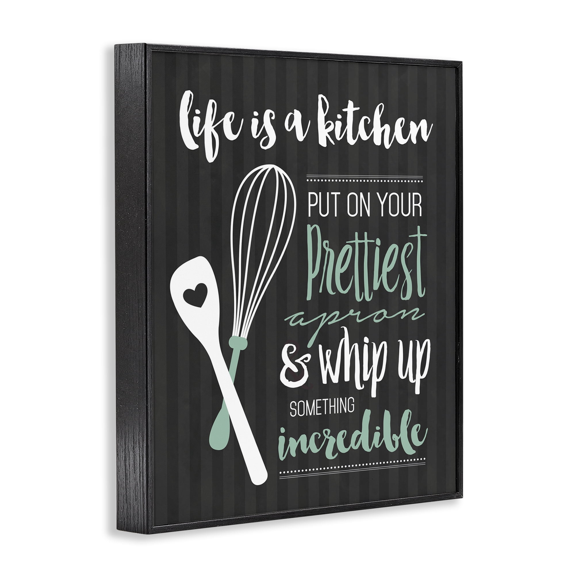 Life Is A Kitchen Motivational Black Framed Giclee Art, design by Lettered and Lined