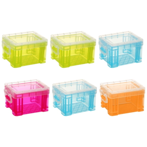 NIAIZEK 6Pcs Small Storage Boxes with Lids Assorted Colors Multipurpose Desktop Organizer