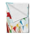 thumbnail image 2 of Circus Soft Flannel Fleece Throw Blanket, Circus Stripes Sunshines Through Cloudy Sky Traditional Performing Arts Theme, Cozy Plush for Indoor and Outdoor Use, 50" x 60", Blue White Red, by Ambesonne, 2 of 5