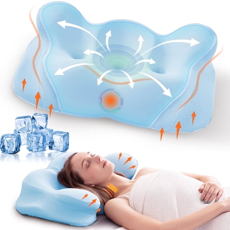 Cotiro Cervical Neck Pillow, Queen Blue, Adult, 15"Lx7"W, 3.08 Lb