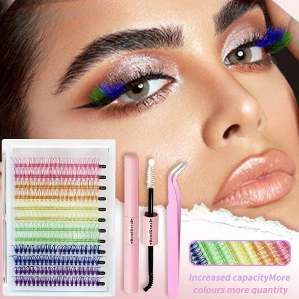 Kit de grupos de pestañas de colores, juego de pestañas postizas individuales, pestañas postizas segmentadas