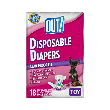 OUT! Pet Care Disposable Female Dog Diapers | Absorbent with Leak Proof Fit | TOY, 18