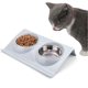 thumbnail image 1 of Stainless Steel Double Cat Bowl, Small Dog Bowl, Double Pet Bowl, Cat Double Bowl-Blue, 1 of 4