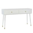 thumbnail image 1 of Linon Alick Bois Texture Géométrique Table Console Tiroirs Quincaillerie Or en Blanc Lustré, 1 of 19