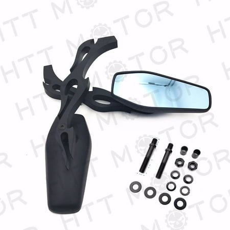 Custom Motorcycle Mirrors Stem HTT- BLACK TAPERED TEARDROP REARVIEW SHORT STEM MIRRORS FOR HARLEY MOTORCYCLE CRUISER ()