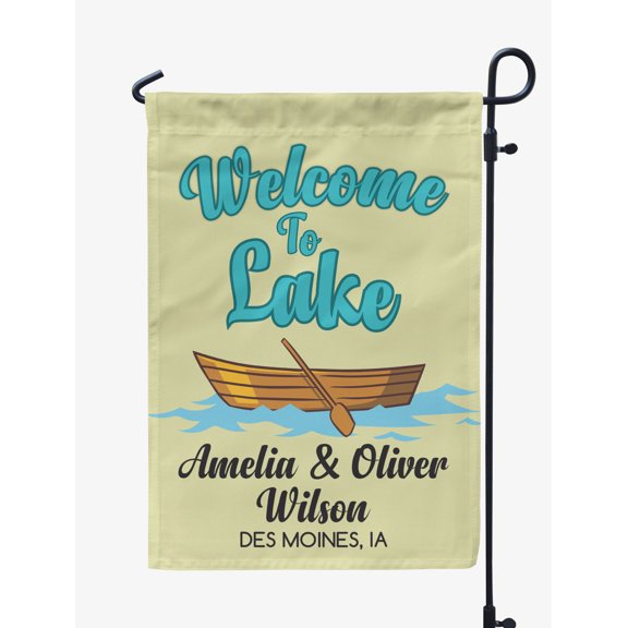 Printtoo Tan Welcome To The Lake Outdoor CampingFlagCustom Personalized Camping Flags For Campers Double Sided CampsiteFlag