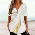 thumbnail image 2 of Xihbxyly Zippered Tops for Women Plus Size V Neck T Shirts Women Short Sleeve Shirt Half Zipper Blouse Loose Comfortable Print Top Blouse Graphic Tee Shirts 2024 Summer Tops #4, 2 of 5