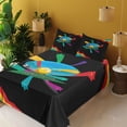thumbnail image 2 of Ambesonne Emoji Fitted & Top Sheet Set with Sham, Soccer Colorful Stars Pattern, Black and Multicolor, 2 of 5