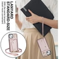 thumbnail image 6 of for iPhone 14 Case Wallet with Strap for Women,Crossbody Lanyard and Wristlet Strap,Zipper Pocket,Credit Card Holder,Ring Stand,RFID Blocking Phone Wallet Cases(6.1 inch,Pink), 6 of 18