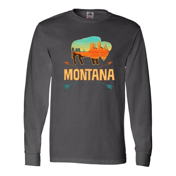 Inktastic Montana Gift Buffalo Silhouette Long Sleeve T-Shirt