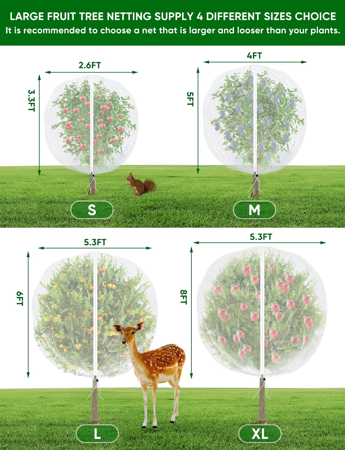 4Pack Ultra Fine Fruit Tree Plant Netting 5.9Ft x 5.25 Ft Garden Covers Protection Tomato Blueberry Bushes Live Plant