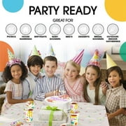 Exquisite 9 Clear Disposable Party Plastic Plates, 100 Count, Heavy Duty 350 GSM Plate