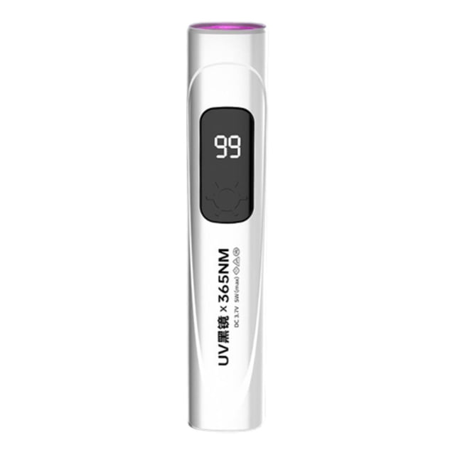 Portable ABS UV Blacklight Flashlight with Power Display | Rechargeable Handheld Purple Light for Banknote & Pet Urine Detection, Home, Hotel, Travel Use