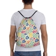 thumbnail image 2 of Kdxio Cartoon Flowers Print Drawstring Backpack Bag,Waterproof Draw String Back Sack, Gym Drawstring Bags Swim Bag For Unisex, 2 of 9