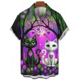 thumbnail image 3 of Camisa hawaiana para hombre 2024, estampado abstracto de gato, camisas de manga corta, camisas holgadas de gran tamaño, camisetas casuales de playa de verano unisex, 3 of 5