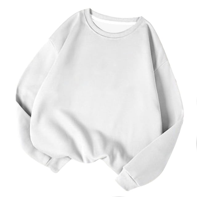 Annhoo Chandails à Col Rond pour Femmes Automne Manches Longues Chandails Confortables à Enfiler Blouses Décontractées Chandails de Couleur Unie