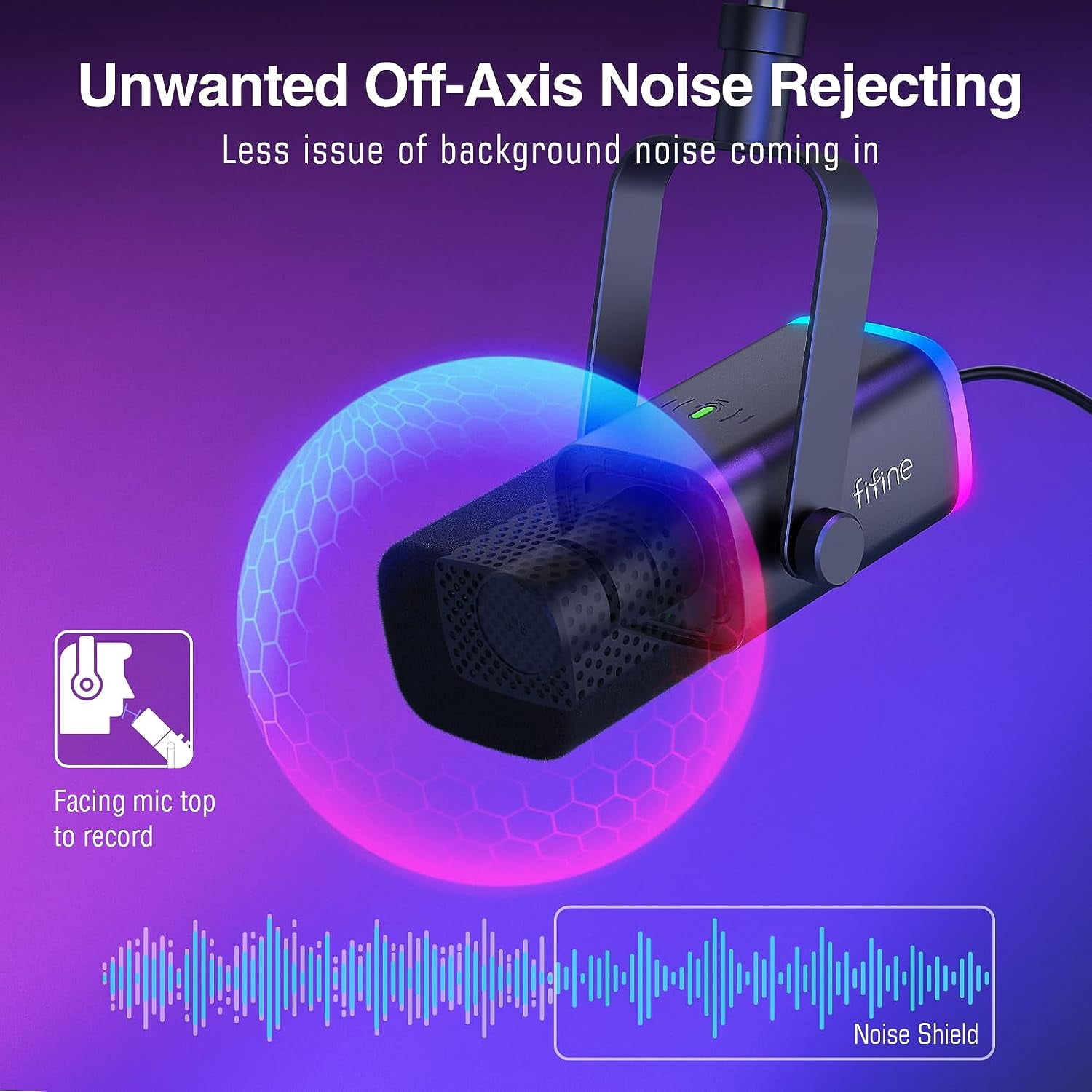 Dynamic Gaming Microphone with RGB Light and  Arm Stand Kit for PC Streaming Podcast Recording