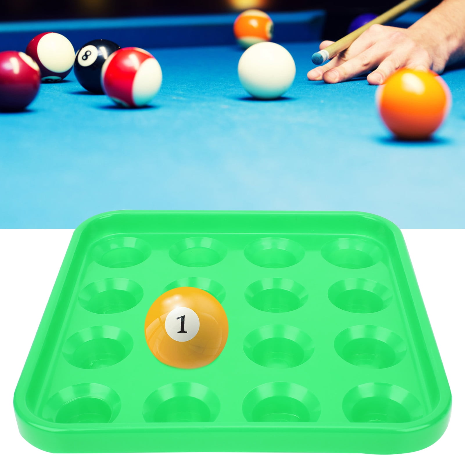 New Durable Plastic Snooker or Pool Ball Tray Holds 16 Balls Green 