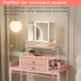 thumbnail image 3 of Pink Makeup Vanity Desk (28.4''W): Lit Mirror, Height-Adjustable Stand & 2 Fabric Drawers (Small Space), 3 of 7