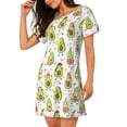 thumbnail image 2 of Uemuo Avocado Playing Music Pattern Women’s Nightdress – Casual Sleep Shirt, Soft Relaxed Fit Short-Sleeved Cotton Sleepwear for Home, Bedtime, and Lounging, 2 of 6