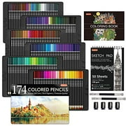174 Colors Professional Colored Pencils, Shuttle Art Soft Core Coloring Pencils Set with 1 Coloring Book,1 Sketch Pad, 4 Sharpener, 2 Pencil Extender, Perfect for Artists Kids Adults Colorin