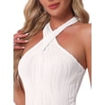 thumbnail image 5 of DARING DIVA Criss Cross Halter Neck Bodysuit Top Clubwear S White, 5 of 6