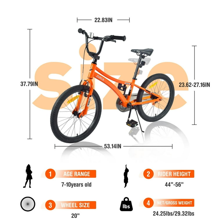 Kids Bike 20 for Boys and Girls Bicycle for 7 10 Years Old V brake 85 Pre assembled Orange