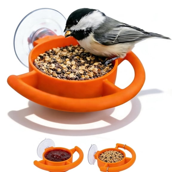 Suction Cup Bird Feeder Holder Window Bird Feeder with Suction Cup for Seeds or Jelly Garden Wildlife Viewing Orange 1 Pc