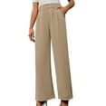 thumbnail image 2 of LEBONYARD Clearance Pants for Women under $10,Women's Casual and Comfortable Commuting High Waisted Wide Leg Pants Loose Straight Leg Trousers Khaki XL, 2 of 8
