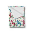 thumbnail image 2 of Horses Soft Flannel Fleece Throw Blanket, Classic Swedish Dalecarlian Coral Azure Blue Animals and Green Floral Arrangement, Cozy Plush for Indoor and Outdoor Use, 60" x 80", Multicolor, by Ambesonne, 2 of 5