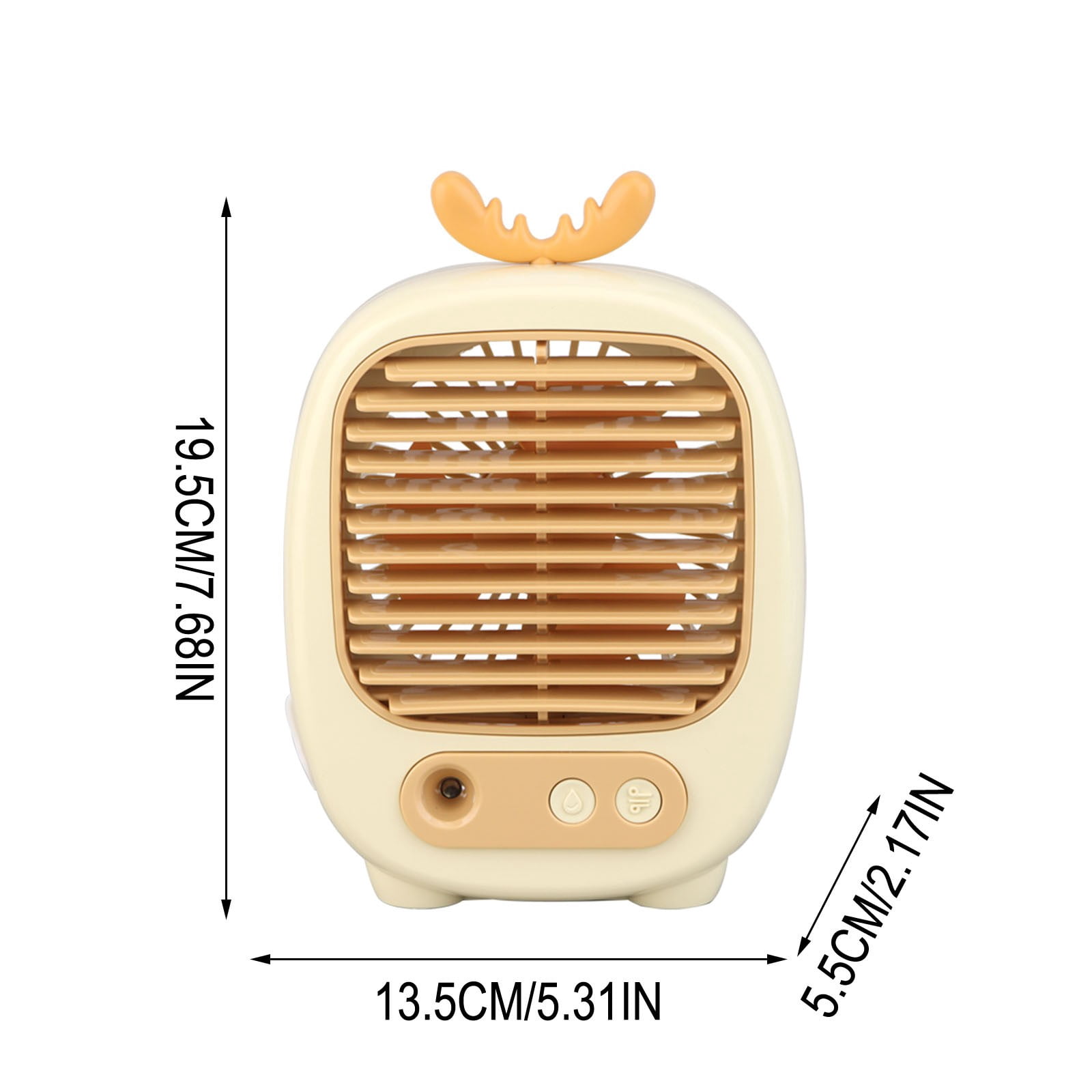 Cute Antler Design Portable Evaporative Air Cooler, 3-in-1 Mist Humidifier Desktop Fan for Home & Office