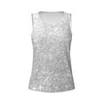thumbnail image 4 of Fotbe Silver Glitter Womens Loose Fit Casual Flowy Slim-Fit Tank Tops Athletic Round Neck Trendy Sleeveless Summer Tops for Gym and Yoga-XX-Large, 4 of 9