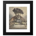 thumbnail image 2 of Georg Friedrich Schmidt 12x14 Black Modern Framed Museum Art Print Titled - Self-Portrait Sketching (1752), 2 of 5