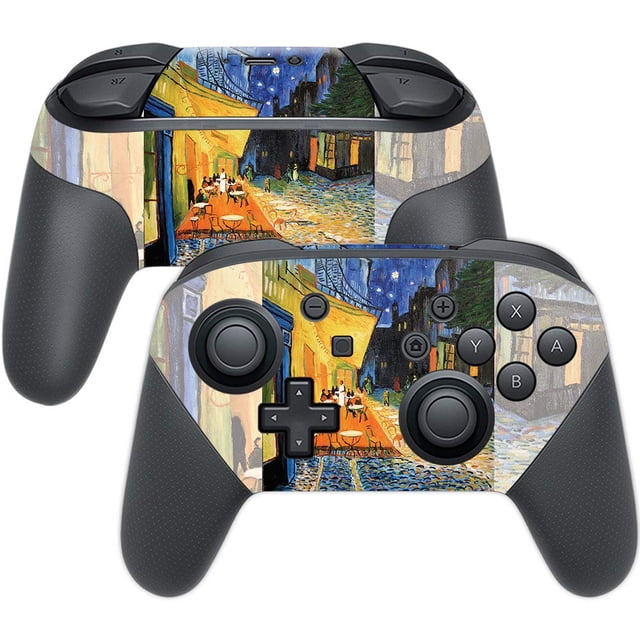 MightySkins Skin Compatible with Nintendo Switch Pro Controller - Cafe Terrace at Night | Protective, Durable, and Unique Vinyl wrap Cover | Easy to Apply, Remove, and Change Styles | Made in The USA